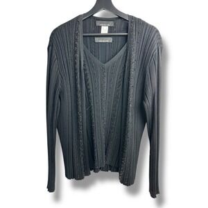 JONES‎ NEW YORK Black Beaded Cardigan 2pc Sweater Set XL